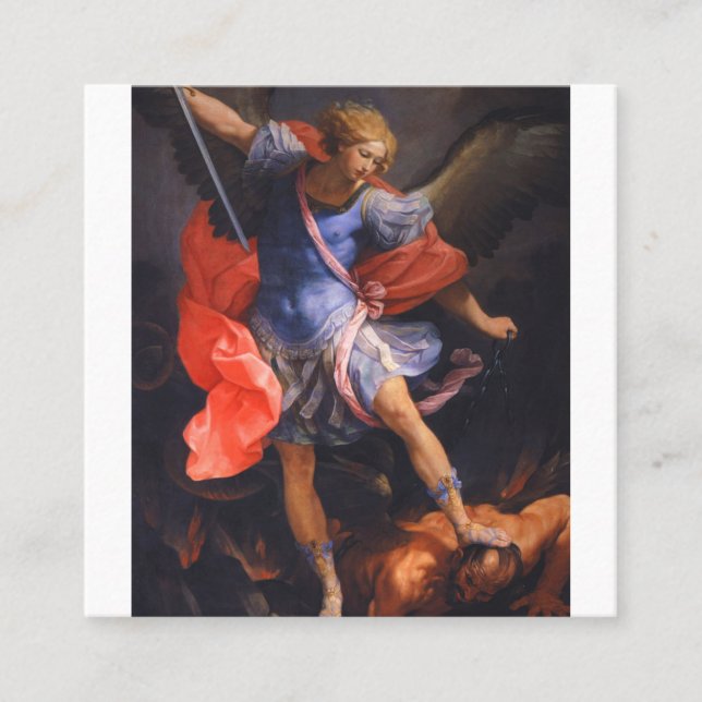 St Michael The Archangel Square Business Card (Front)