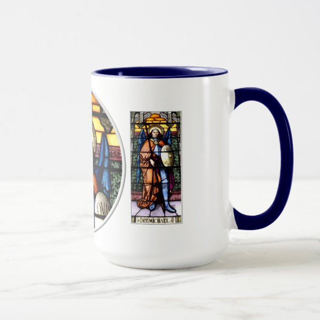 St. Michael The Archangel Stained Glass Window Mug (Right)