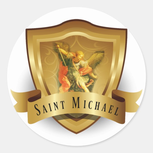 St. Michael the Archangel Sword Devil Classic Round Sticker (Front)