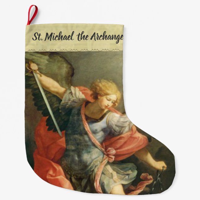 St. Michael the Archangel Traditional Catholic Large Christmas Stocking (Front)