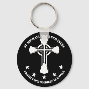 St Michael The Archangel - White Stencil Keychain