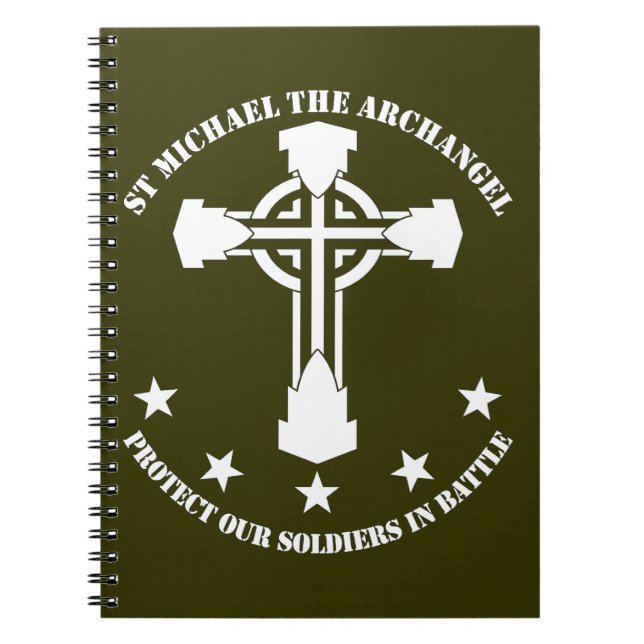 St Michael The Archangel - White Stencil Notebook (Front)