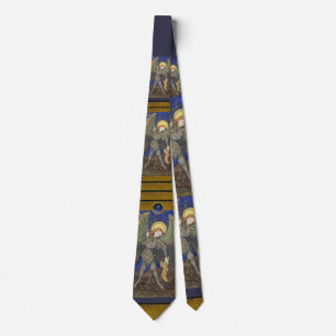 St. Michael the Archangel with Devil ,Blue Topaz Tie