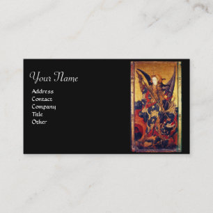 St. Michael Vanquishing Devil as Medieval Knight Business Card