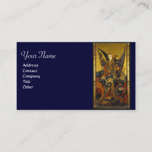St. Michael Vanquishing Devil as Medieval Knight Business Card
