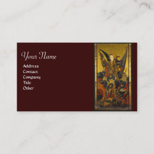 St. Michael Vanquishing Devil as Medieval Knight Business Card
