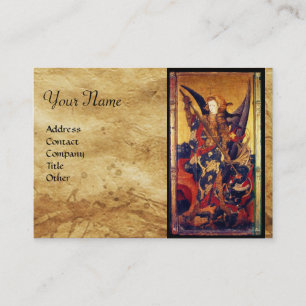 St. Michael Vanquishing Devil as Medieval Knight Business Card