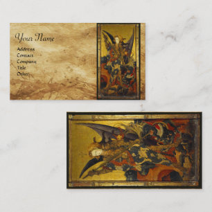 St. Michael Vanquishing Devil as Medieval Knight Business Card