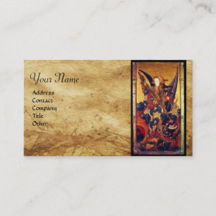 St. Michael Vanquishing Devil as Medieval Knight Business Card