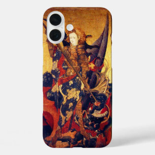 St. Michael Vanquishing Devil as Medieval Knight iPhone 16 Plus Case