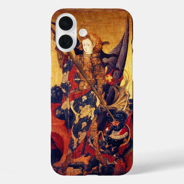 St. Michael Vanquishing Devil as Medieval Knight Case-Mate iPhone Case (Back)