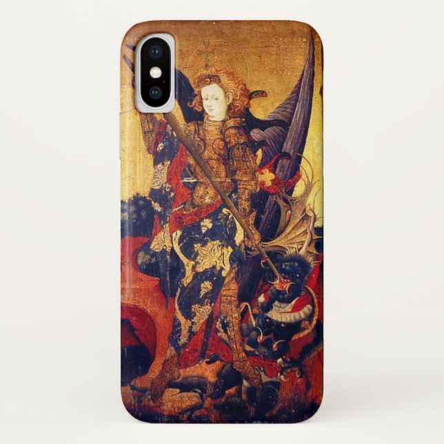 St. Michael Vanquishing Devil as Medieval Knight Case-Mate iPhone Case (Back)