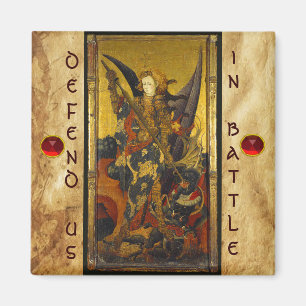 St. Michael Vanquishing Devil as Medieval Knight Magnet