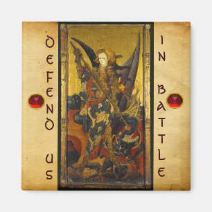 St. Michael Vanquishing Devil as Medieval Knight Magnet