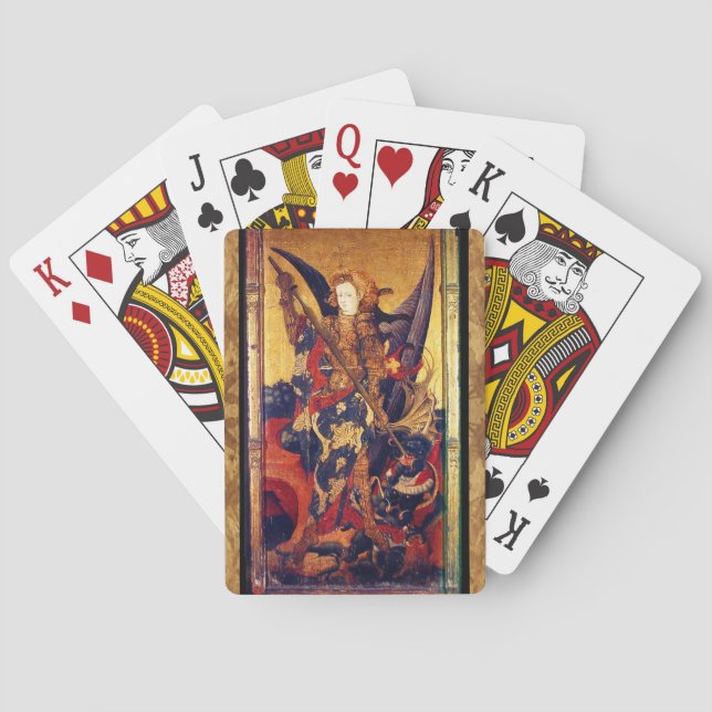 St. Michael Vanquishing Devil as Medieval Knight Playing Cards (Back)