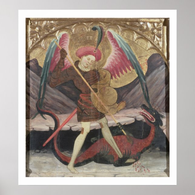 St Michael Vanquishing Evil, c.1480 (tempera on pa Poster (Front)