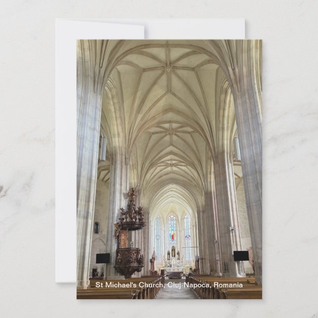 St Michael's Church, Cluj-Napoca, Romania, on a Holiday Card (Front)