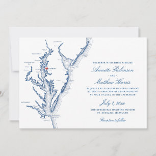 St. Michaels MD Chesapeake Bay Map Wedding Invitation
