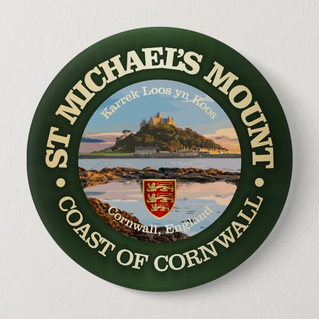 St Michael's Mount 4 Inch Round Button (Front)