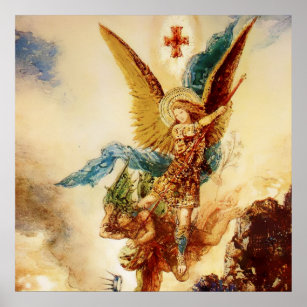“St Micheal Vanquishing Satan” by Gustave Moreau Poster