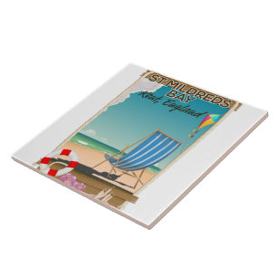 St Mildreds Bay Kent England travel poster Tile