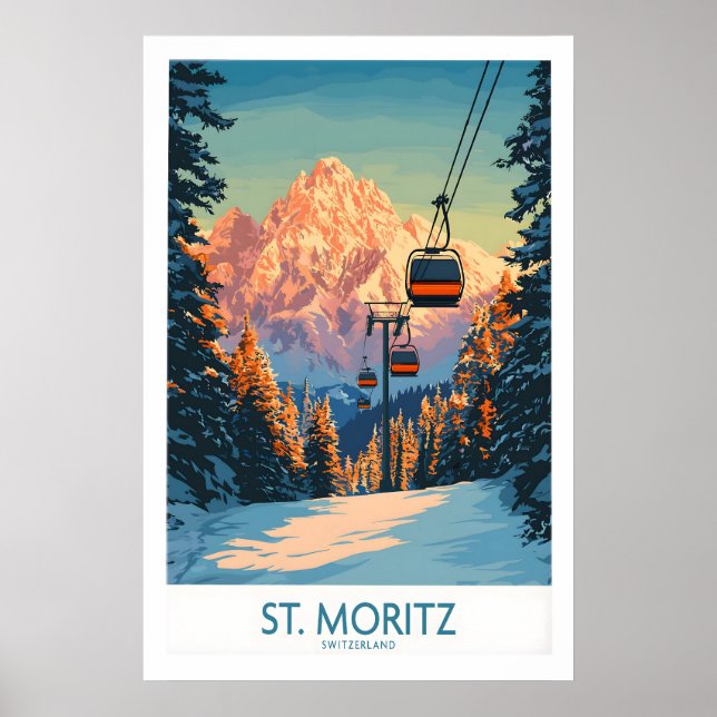 St Moritz Ski Print - Switzerland 1 (Front)