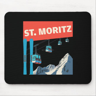 St. Moritz Skiing - Retro St. Moritz Ski Mouse Pad