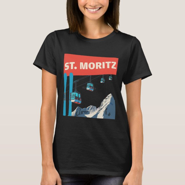 St. Moritz Skiing - Retro St. Moritz Ski  T-Shirt (Front)