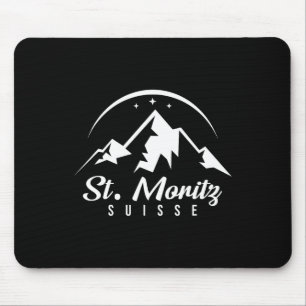 St. Moritz Switzerland Ski Resort Skiing Snowboard Mouse Pad