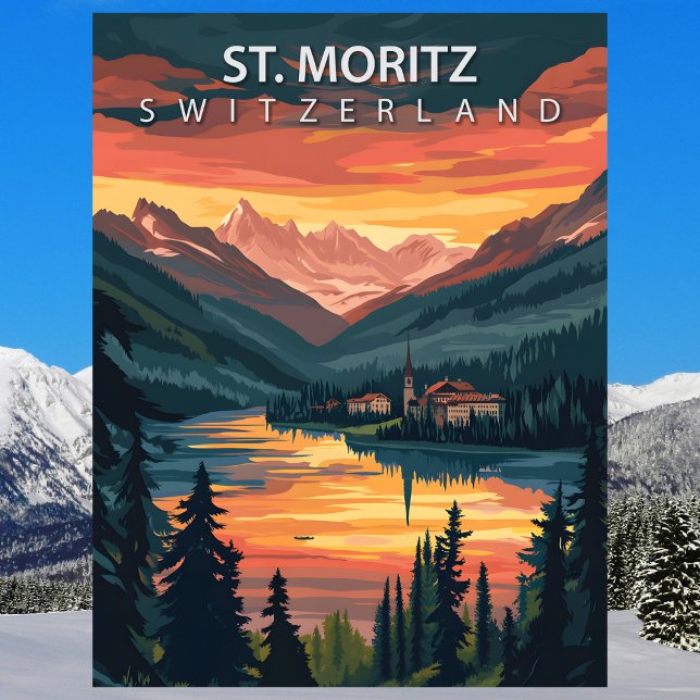 St. Moritz Switzerland Travel Alpine Winter Postcard (St. Moritz Switzerland Travel Alpine Winter Postcard
)