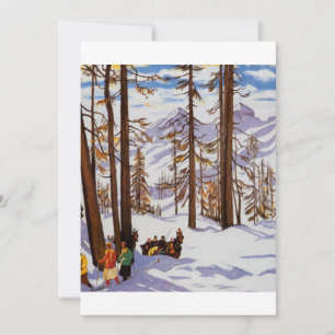 St. Moritz Vintage Skiers Alpine Elegance Art Invitation