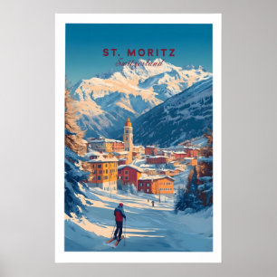St Moritz Wall Art Ski Print 1