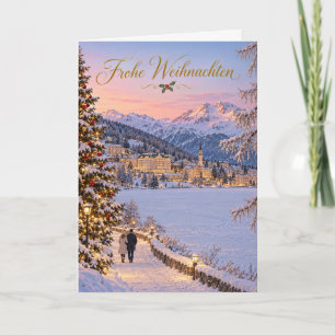 St Moritz Winter am See Frohe Weihnachten Holiday Card