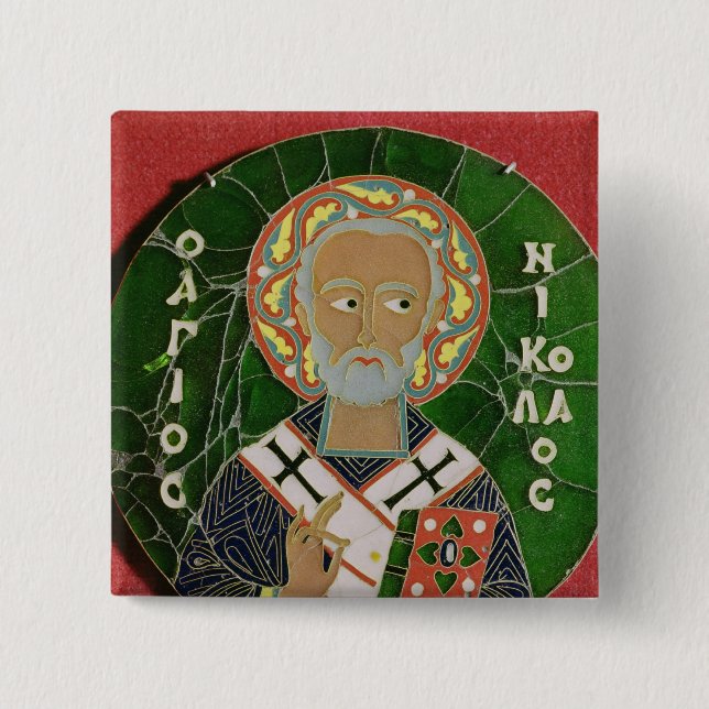 St. Nicholas 2 Inch Square Button (Front)