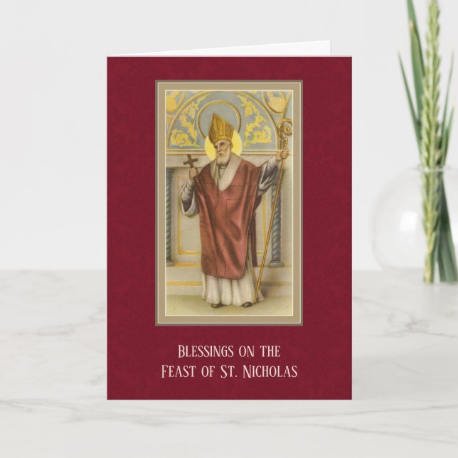 St. Nicholas Catholic Feast Day Religious Holiday Card (Front)