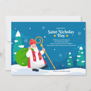 St. Nicholas dans la carte de voeux de neige