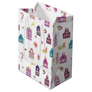 St. Nicholas Day Sinterklaas Dutch Holiday, Houses Medium Gift Bag