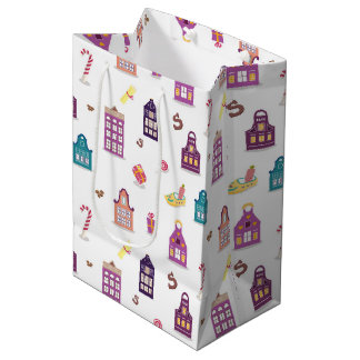 St. Nicholas Day Sinterklaas Dutch Holiday, Houses Medium Gift Bag