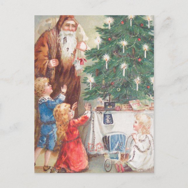 St. Nicholas in Brown Suit with Children Postcard (Front)