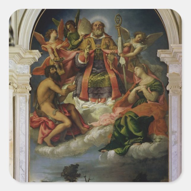 St. Nicholas in Glory with Saints Square Sticker (Front)