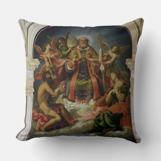 St. Nicholas in Glory with Saints Throw Pillow (Front)