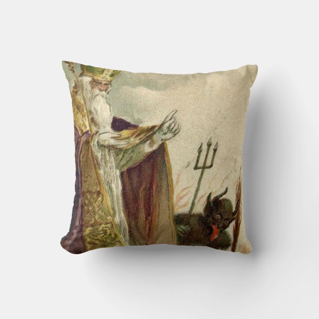 St Nicholas Krampus Pitchfork Priest Throw Pillow (Front)