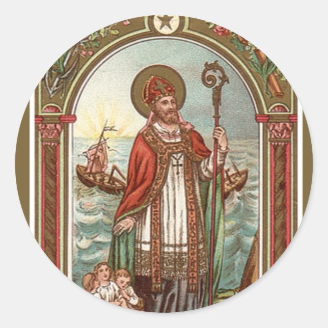 St. Nicholas of Myra Bishop Classic Round Sticker (Front)