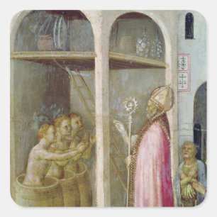 St. Nicholas Resuscitates the Three Children Square Sticker