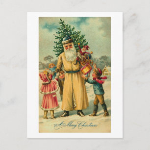 St. Nick and Kids At Christmas Holiday Postcard