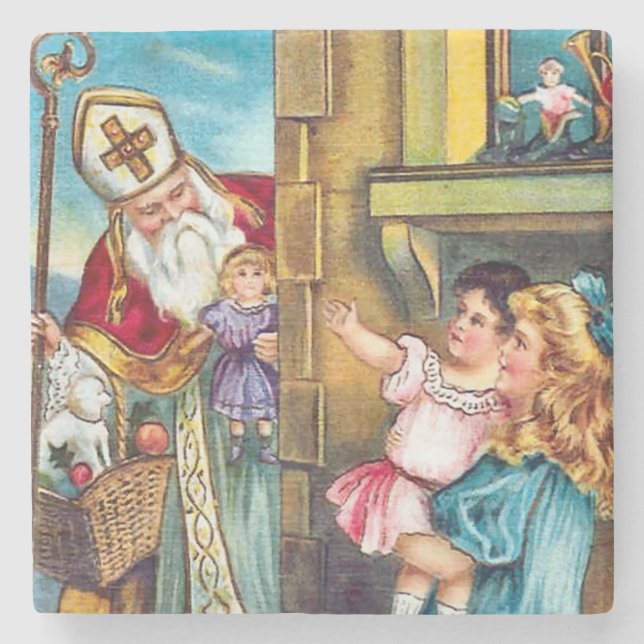 St Nick Delivers Christmas Stone Coaster (Front)