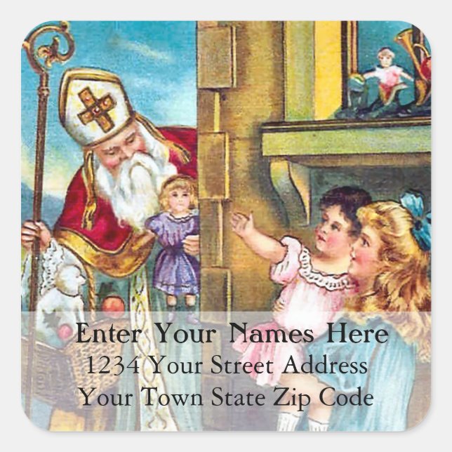 St Nick Delivers Vintage Christmas Address Label (Front)