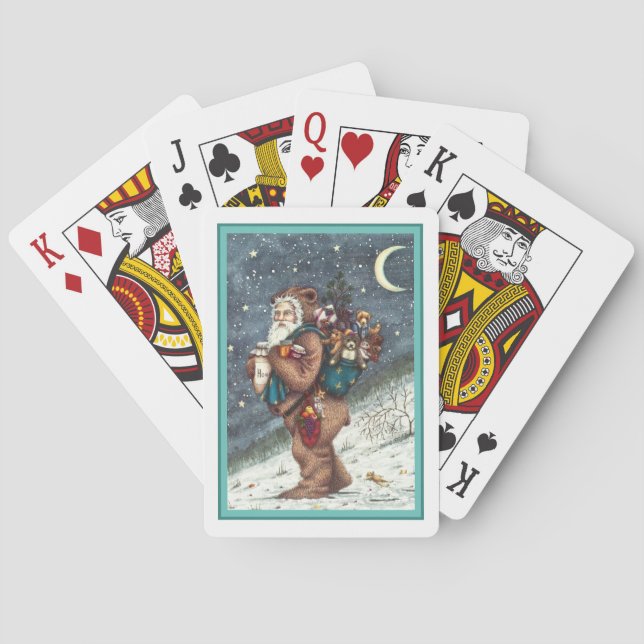 ST. NICK IN TEDDY BEAR SUIT, CHRISTMAS TEDDIES PLAYING CARDS (Back)