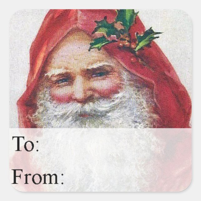 St Nick Portrait Vintage Christmas Gift Tag (Front)