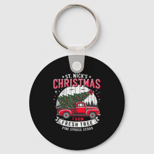 St.nicks Christmas Farm Freree Pine Spruce Cedar T Keychain